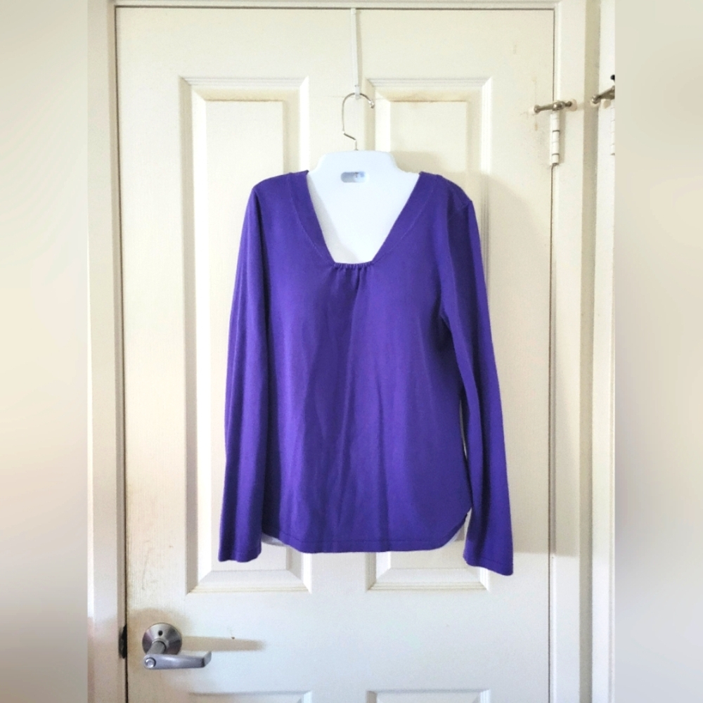 J. Jill | Pretty Purplish Blue Long Sleeve Knit Sweater (SIZE M) - Picture 10 of 10